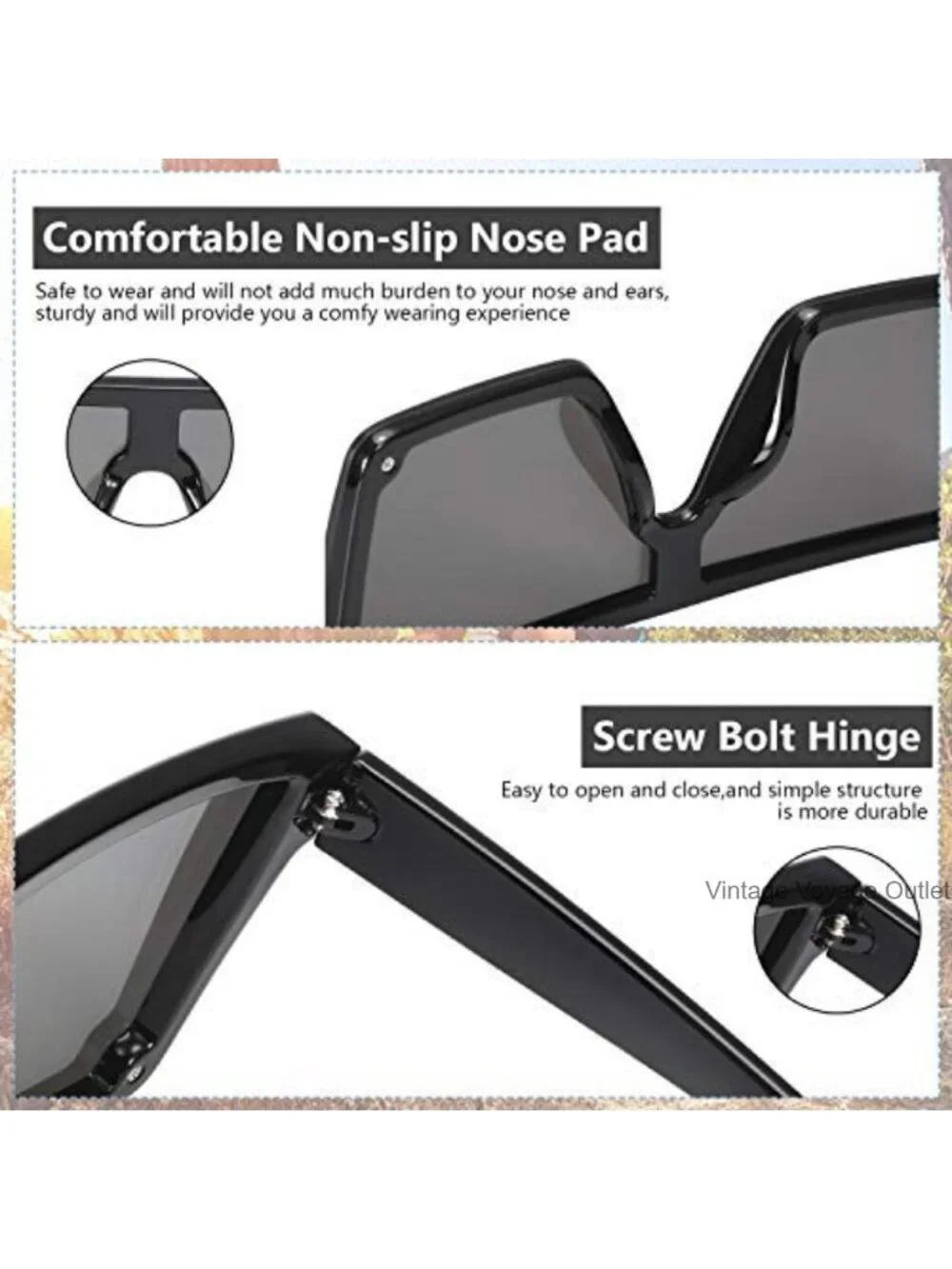 Oversized Square Sunglasses for Women Men 3 Pack Retro Shield